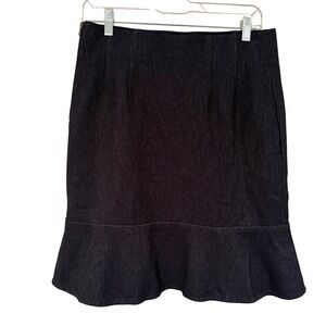 Lida Baday‎ Flounce Hem Pencil Skirt Women's 10 Dark Wash Denim Career Feminine